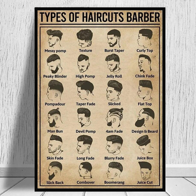 Home Barber - Poster Tukang Cukur Jenis Potongan Rambut