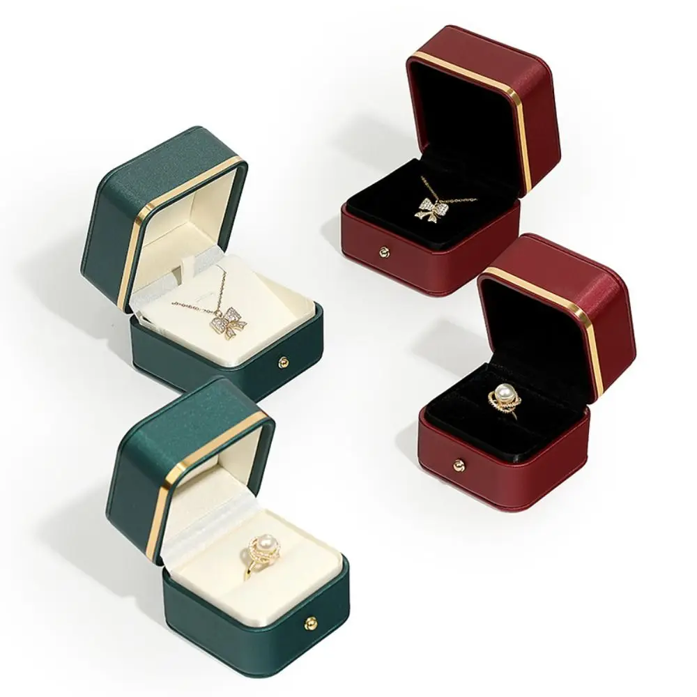 Bar Cart Gold - Kotak Cincin Persegi Kulit PU Fashion