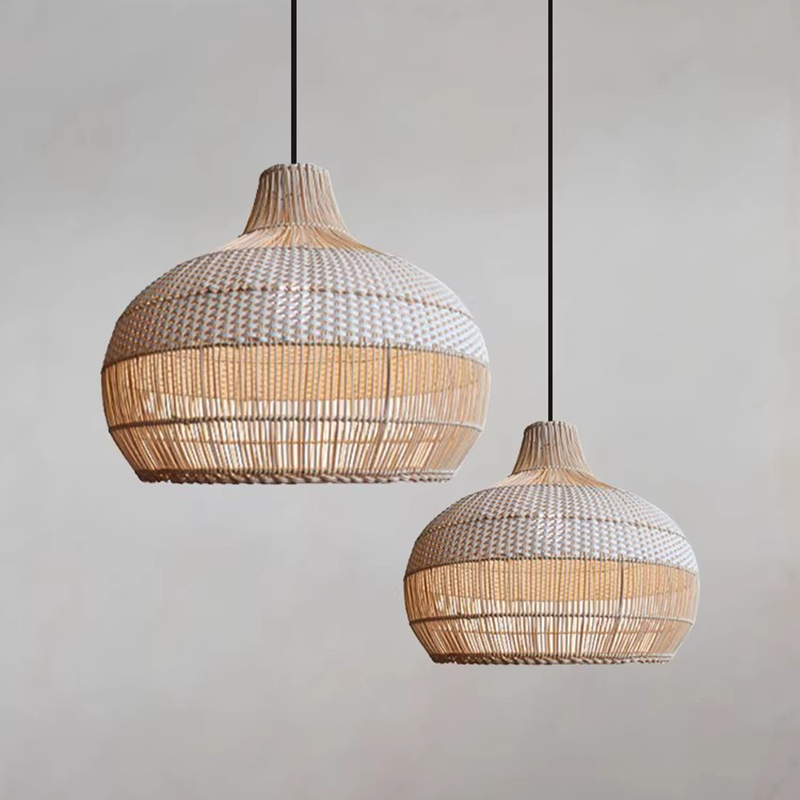 Home Bar And Counter - Lampu Gantung Anyaman Rotan Wabi Sabi