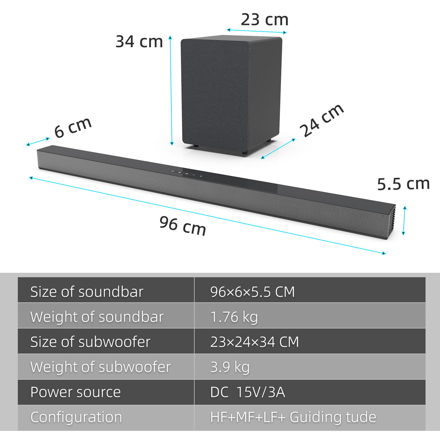Soundbar TV 84W dengan Subwoof - Home Bar And Theater ulasan dan harga