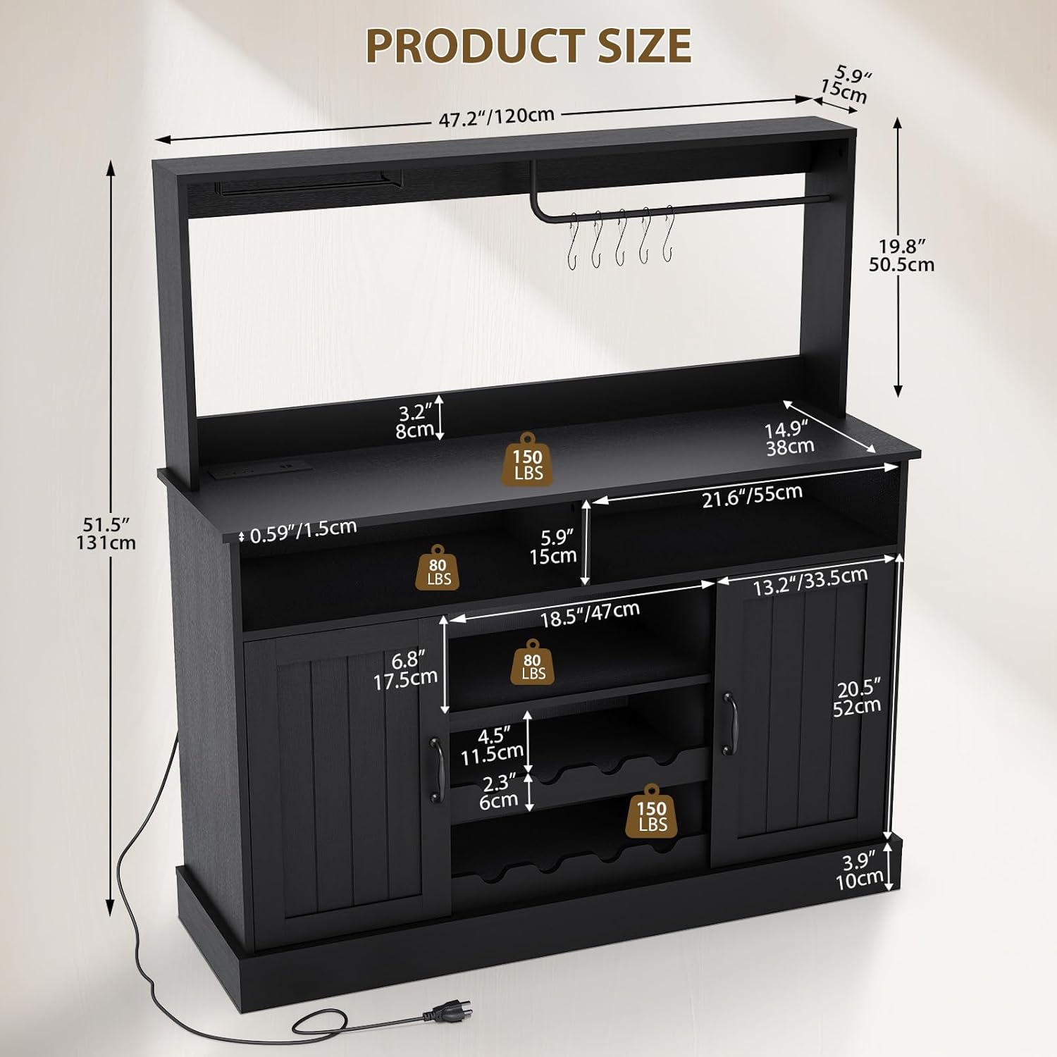 Lemari Kopi Farmhouse 47 denga - Home Bar And Cabinet ulasan dan harga