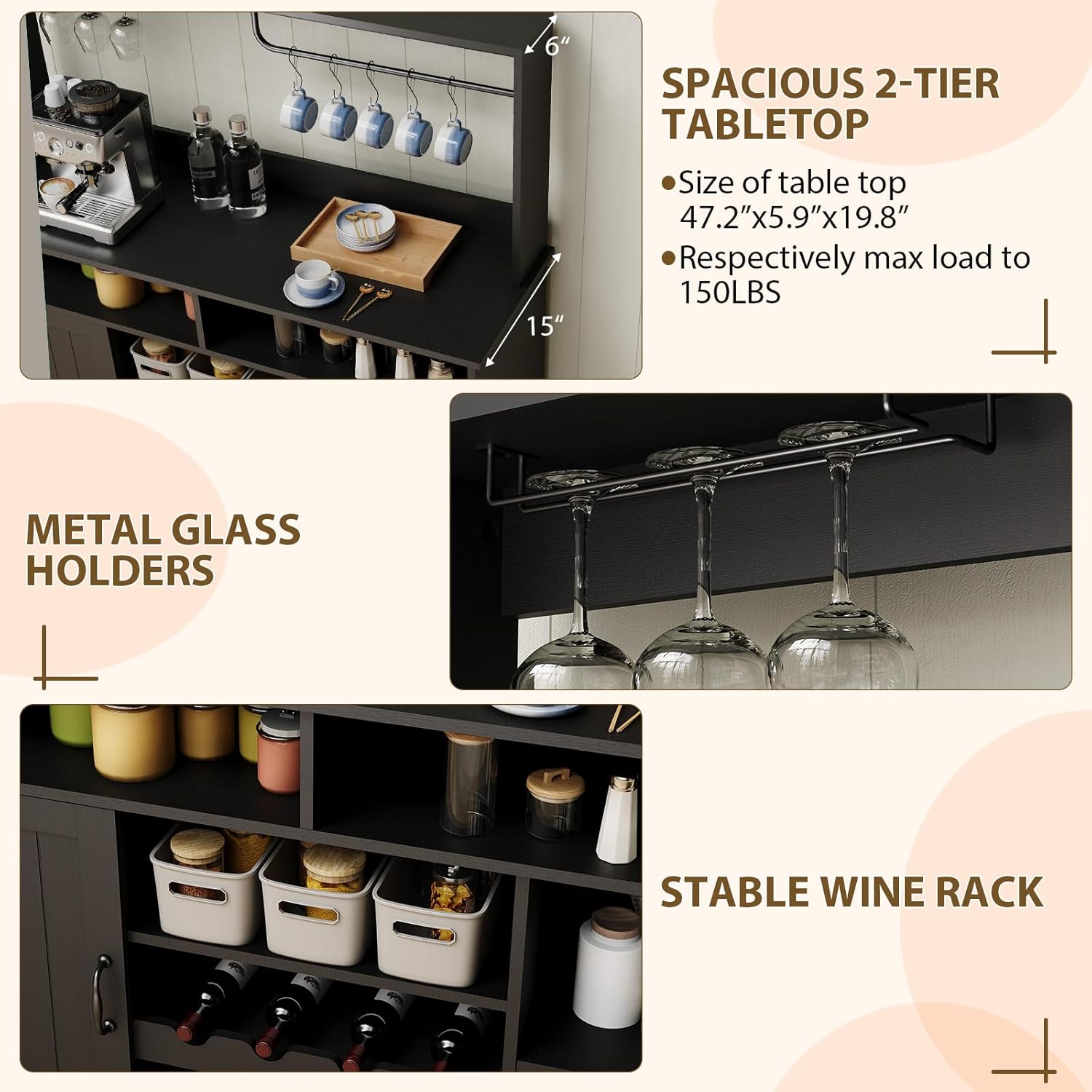 Lemari Kopi Farmhouse 47 denga - Home Bar And Cabinet ulasan dan harga
