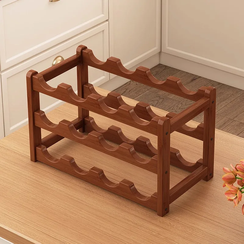 Rak anggur bambu kayu kelas at - Home Bar And Cabinet ulasan dan harga