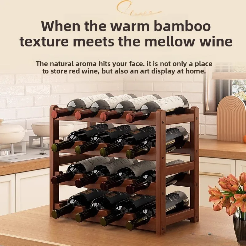 Rak anggur bambu kayu kelas at - Home Bar And Cabinet ulasan dan harga