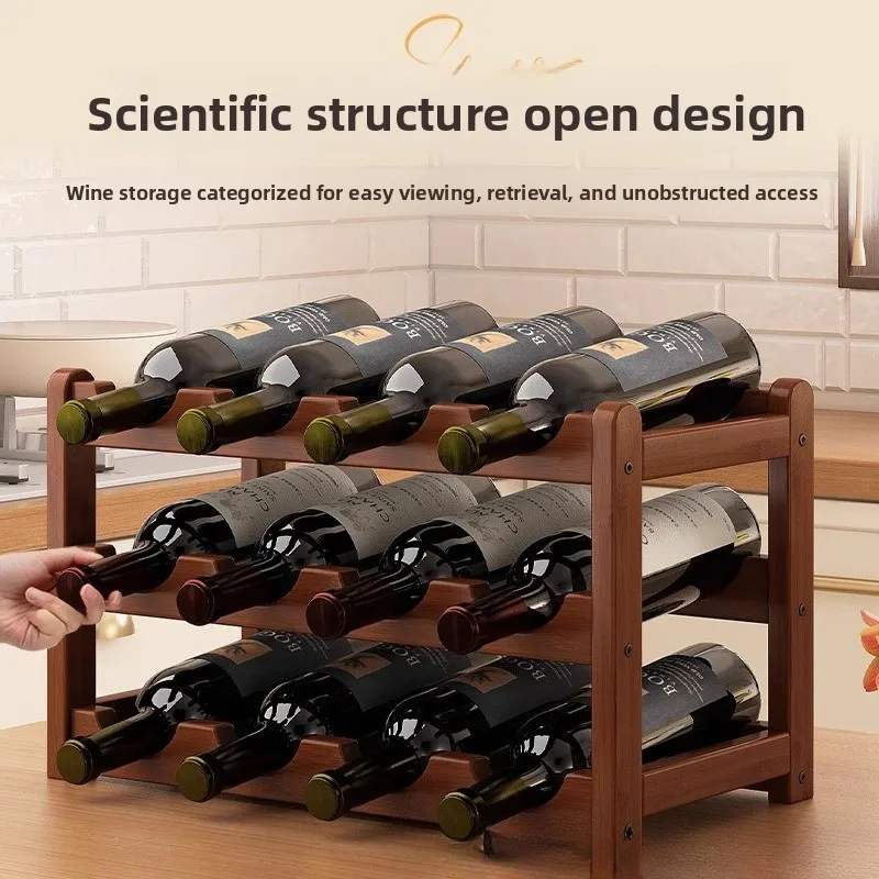 Rak anggur bambu kayu kelas at - Home Bar And Cabinet ulasan dan harga