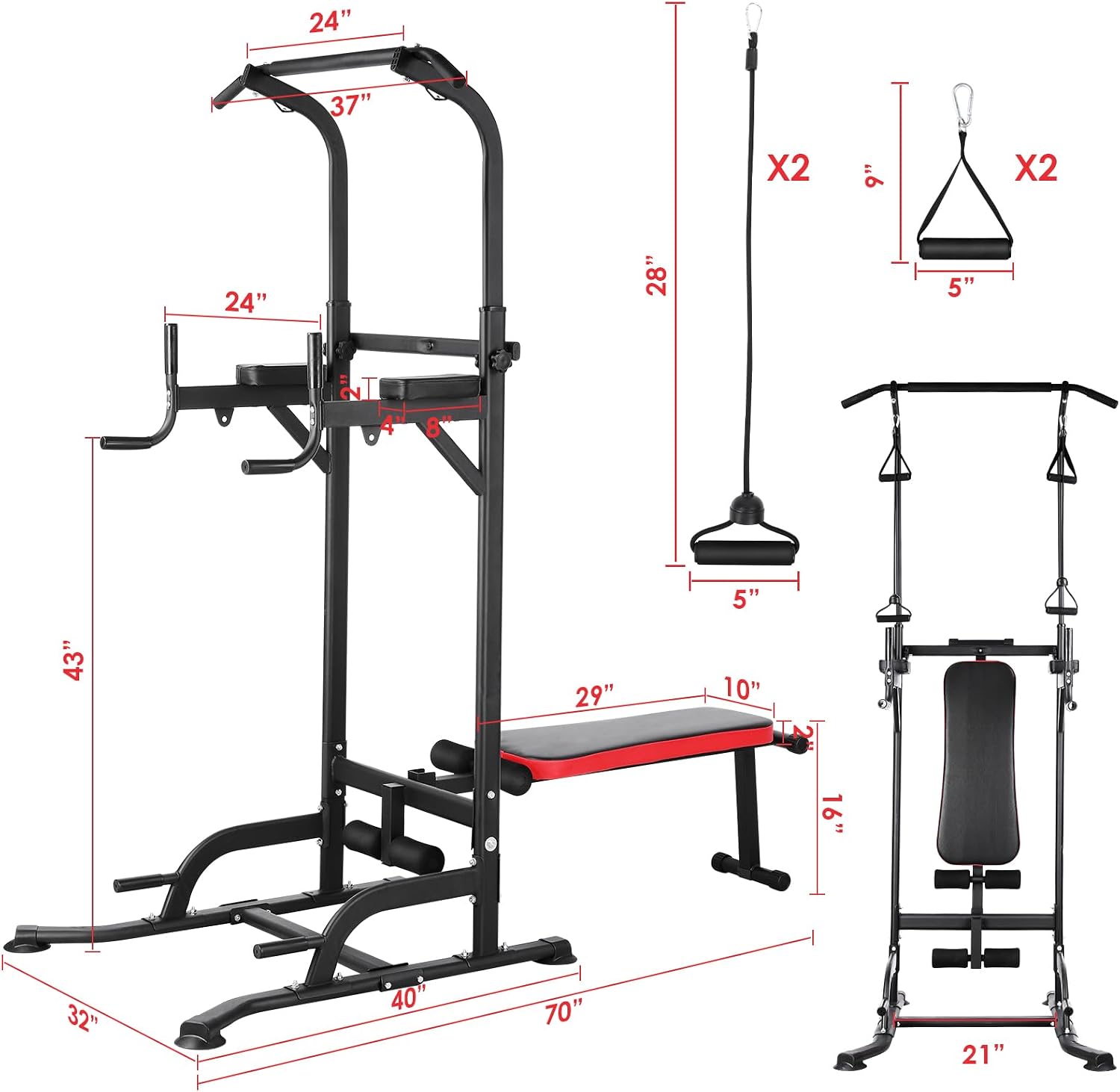 Power Tower dengan Bangku, Rak - Home Bar And Gym ulasan dan harga