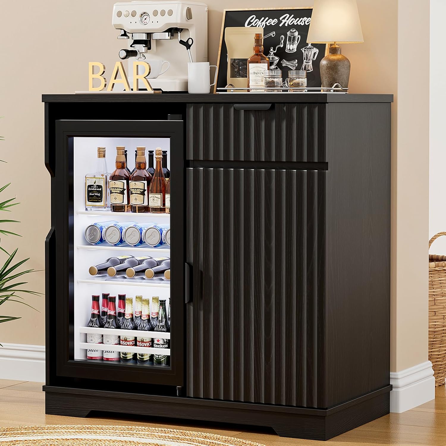 Lemari Bar Kopi Beralur dengan - Home Bar And Cabinet ulasan dan harga